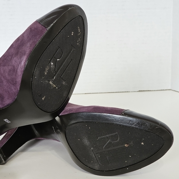 Lauren Ralph Lauren Eggplant Purple Sued Heels - Picture 7 of 9